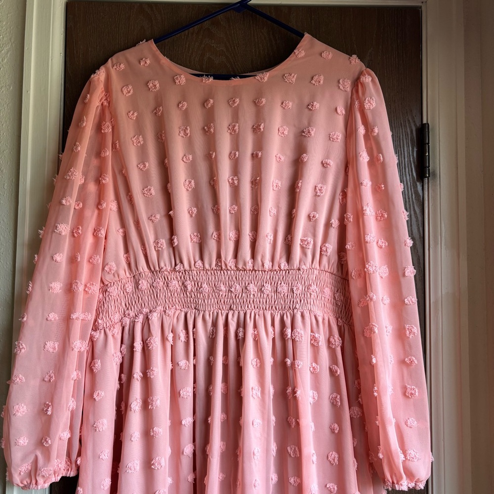 Women's Midi Dress with Textured Dot Detail - Picture 2 of 4
